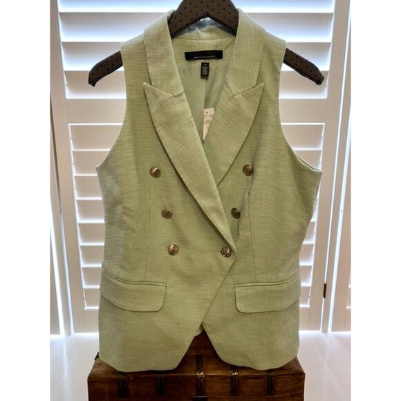 NWT White House Black Market Sage Mint Tweed Studio Vest 12 - Picture 5 of 8